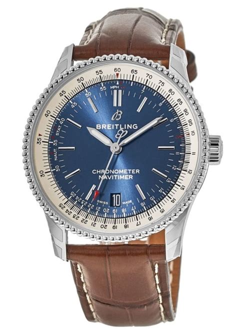 breitling navitimer blue dial brown leather|breitling navitimer white face.